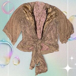 vtg y2k spencer alexis mixed texture lace sheer tie-front fairy cardigan, sz 1x